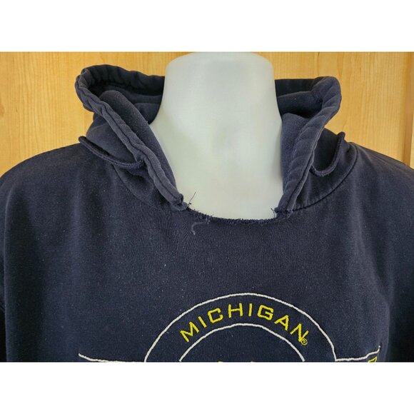 Vintage Michigan Wolverines Hoodie XL Pro  blue and gold distressed see descript - Picture 4 of 9